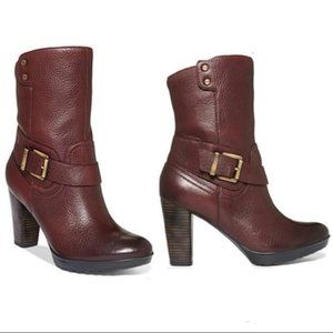 Clarks Women's Lida Sayer Boot Pebbled Leather Upper Side Zip Brown Size 7.5 M